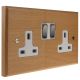 Scandic 2Gang 13Amp Switched Socket in Beech with Bevelled Edge