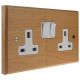 Scandic 2Gang 13Amp Switched Socket in Beech with Bevelled Edge