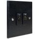 Quarry 2 Gang TV/FM Co-Axial Isolated Socket in Black Pearl