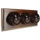 3 Gang 1 or 2way Horizontal Bakelite Switch Brown Dolly On A Solid Dark Oak Base