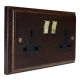 Classic 2gang 13Amp Switched Socket in Dark Oak