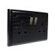 Classic 2Gang 13Amp Switched Socket in Ebony Antique Rockers