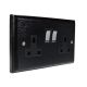 Classic 2Gang 13Amp Switched Socket in Ebony with Polished Stainless Rockers