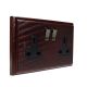 Classic 2Gang 13Amp Switched Socket in Mahogany Antique Rockers