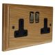 Classic 2Gang 13Amp Switched Socket in Solid Light Oak