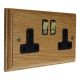 Classic 2Gang 13Amp Switched Socket in Solid Light Oak