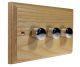 Classic Wood 3Gang 2Way LED Dimmer in Ash with Polished Stainless Dimmer Caps