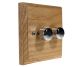 Classic Wood 2Gang 2Way LED Dimmer in Ash with Polished Stainless Dimmer Caps