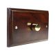 Classic Dark Oak 1G LED Dimmer Twin Plate Brass Dimmer Cap