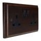 Wood 2 Gang 13Amp Switched Socket in Dark Oak