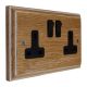 Wood 2 Gang 13Amp Switched Socket in Solid Limed Oak