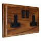 Classic Wood 2 Gang 13Amp Switched Socket in Medium Oak