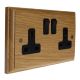 Classic Wood 2 Gang 13Amp Switched Socket in Solid Light Oak