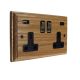 Classic 2g Switched USB Socket with A+C Oak with Antique Rocker and Black Trim