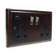 Classic 2g Switched USB socket with A+C Dark Oak Antique Rocker Black Trim