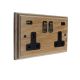 Classic 2G Switched USB Socket A+C Limed Oak Antique Rocker Black Trim