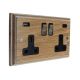 Classic 2G Switched USB Socket A+C Limed Oak Satin Rocker Black Trim