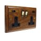 Classic 2G Switch USB A+C Medium Oak Brass Rocker Black Trim