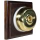 1 Gang 2 Way Period Asbury Dark Oak Wood - Polished Brass Smooth Dome Light Switch White Pattress