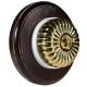 Round 1 Gang Intermediate (3way switching) Period Asbury Dark Oak Wood - Polished Brass fluted Dome Light Switch White Pattress