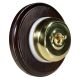 Round 1 Gang Intermediate (3way switching)  Period Asbury Dark Oak Wood - Polished Brass Smooth Dome Light Switch White Pattress