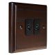 Classic 2Gang TV/FM Co-Axial Isolated Socket in Dark Oak