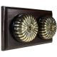 2 Gang 2 Way Period Asbury Horizontal Dark Oak Wood - Antique Brass Fluted Dome Light Switch Black pattress