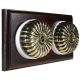 2 Gang 2 Way Period Asbury Horizontal Dark Oak Wood - Antique Brass Fluted Dome Light Switch White pattress