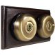 2 Gang 2 Way Period Asbury Horizontal Dark Oak Wood - Antique Brass Dome Light Switch Black pattress