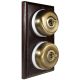 2 Gang 2 Way Period Asbury Vertical Dark Oak Wood - Antique Brass Dome Light Switch White pattress