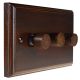 Wood 3 Gang 2Way Push on/Push off 3 x 250W/VA Dimmer Switch in Solid Dark Oak