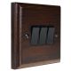 Wood 3 Gang 2Way 10Amp Rocker Switch in Dark Oak