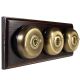 3 gang 2 Way Period Asbury Horizontal Dark Oak Wood - Antique Brass Dome Light Switch Black pattress