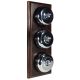 3 gang 2 Way Period Asbury Vertical Dark Oak Wood - Polished Chrome Dome Light Switch Black Pattress