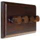 Wood 4 Gang 2Way Push on/Push off 4 x 250W/VA Dimmer Switch in Solid Dark Oak