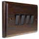 Wood 4 Gang 2Way 10Amp Rocker Switch in Dark Oak