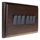 Wood 6 Gang 2Way 10Amp Rocker Switch in Dark Oak