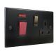 Matt Black 45A DP Cooker Switch with designer 13amp switched socket