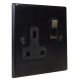 Matt Black 1G 13A Designer Switched Socket