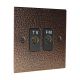 Elements 2G TV/FM Co-Axial Isolated Socket in Copper Crackle Finish with Black Insert