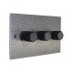 Elements 3G 2W LED  Dimmer in Hammered Silver  with new Black Retro Dimmer Knobs