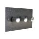 Elements 3G 2W 3 x 250W Dimmer in Hammered Silver  with new Chrome Retro Dimmer Knobs