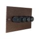 Elements 4G 2W LED Dimmer in Copper Crackle with new Black Retro Dimmer Knobs