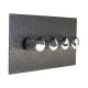 Elements 4G 2W 4 x 250W Dimmer in Hammered Silver with new Chrome Retro Dimmer Knobs