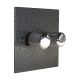 Elements 2G 2W 2x 250W Dimmer in Hammered Silver with new Retro Chrome Dimmer Knobs