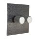 Elements 2G 2W 2x 250W Dimmer in Hammered Silver with new Retro Satin Silver Dimmer Knobs