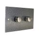 Elements 2G 2Way Push on/Push off 2 x 400W/VA Dimmer Switch on a Twin Plate in Hammered Silver Finish with Satin Stainless Dimmer