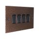 Elements 4G 2Way 10A Rocker Switch in Copper Crackle Finish with Black Insert with Black Trim