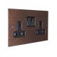 Elements 2G 13A Switched Socket in Copper Crackle Finish with Black Insert with Black Trim