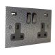 Elements Switched USB charging double socket in Hammered Silver Finish with Black Insert